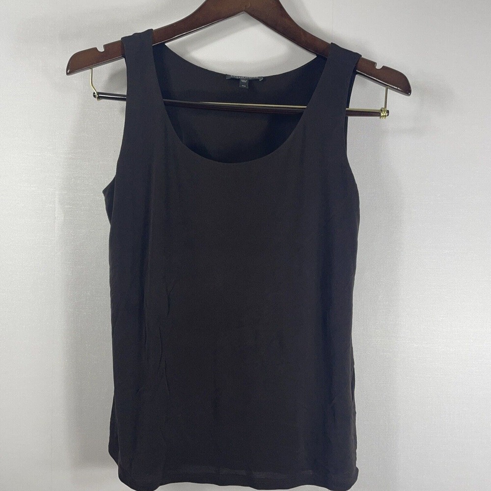 Eileen Fisher Women Top Medium Petite Brown Tank 100% Silk Sleeveless Pullover